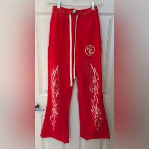 Hellstar Racer Path to Paradise Flared Sweatpants, Vintage Red, Small